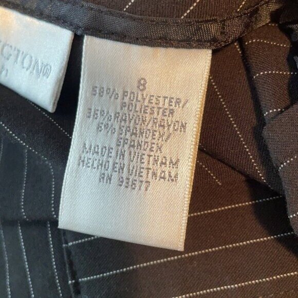 Worthington Wide Leg Trouser Dress Pant Women Size 8 Black Pin Stripe - Picture 3 of 4